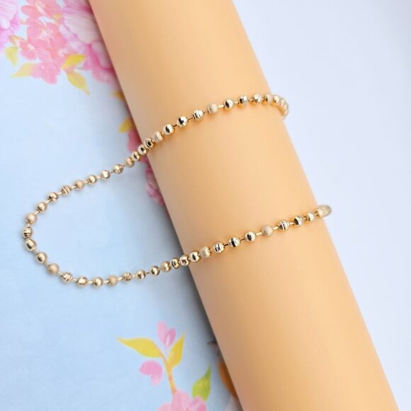 "rose Gold Beaded Ball Chain Necklace, 20 Inch, Gold Plated Brass, XPNL0106 - Picture 7 of 12